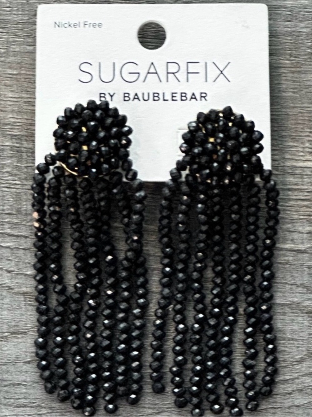New BaubleBar Black Beaded Dangle Earrings